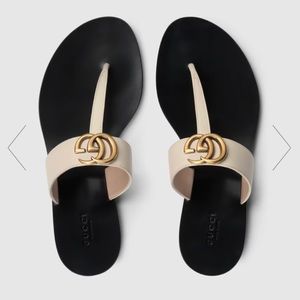 Gucci T Strap Sandals Size 38. 8 in US Size. EUC. In White. Double G